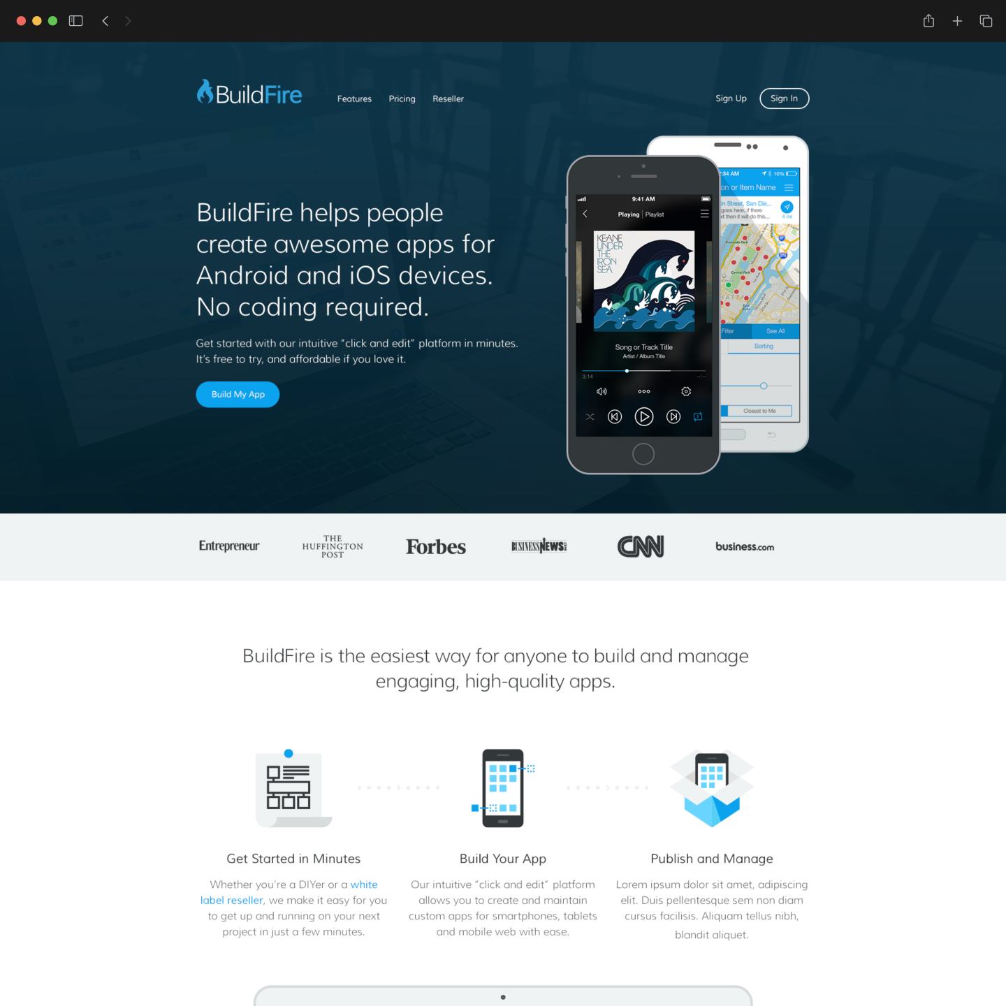 Buildfire website homepage screenshot