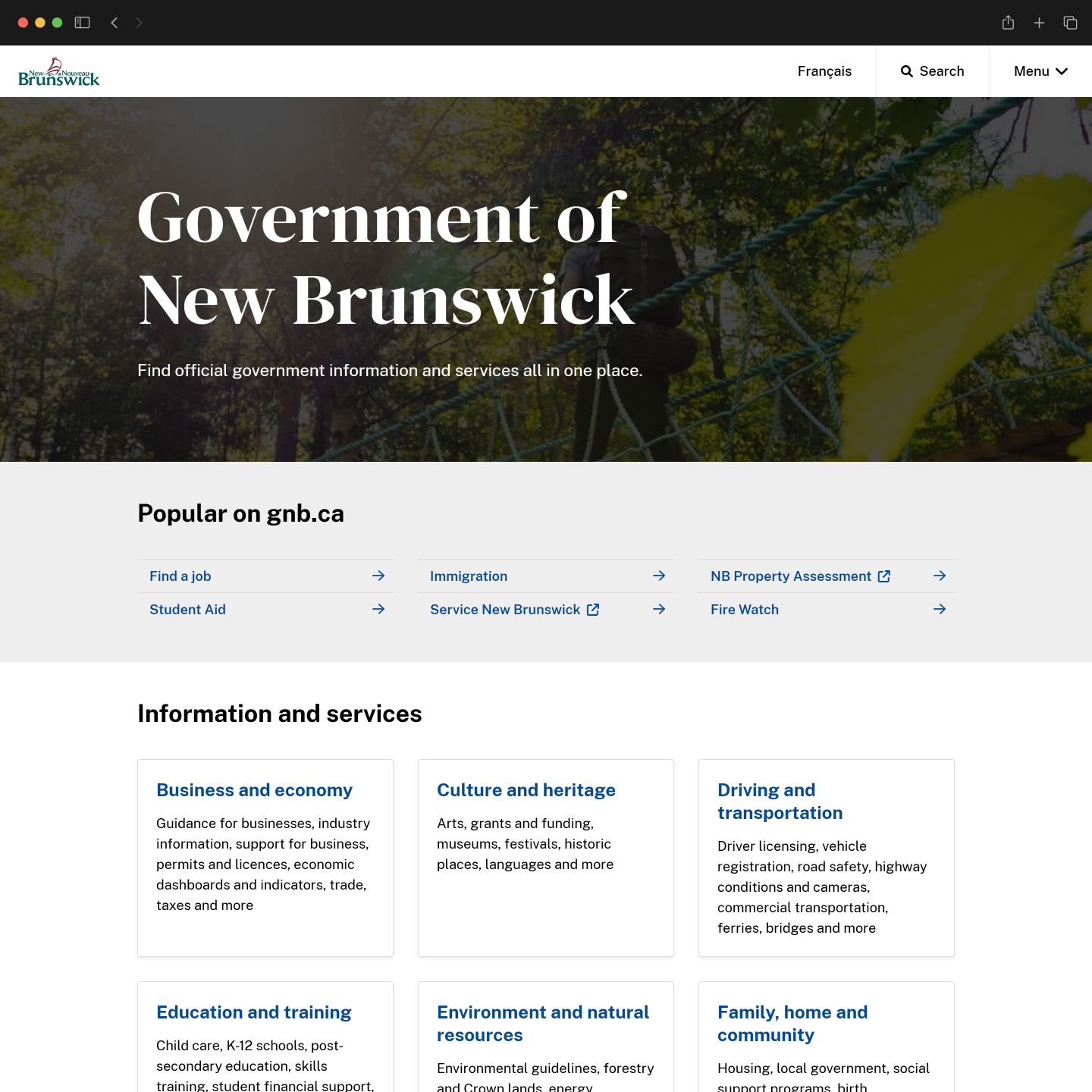 GNB.ca website homepage screenshot